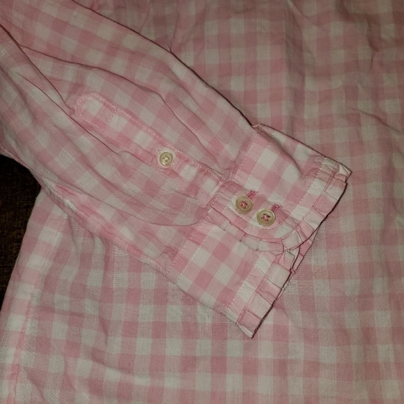 Talbots Large Petite Pink & White Gingham Long Sleeve Top - Picture 7 of 12